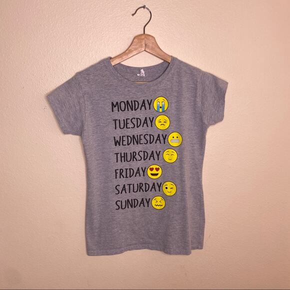 Days Of The Week Emoji Gray Tee Small - Picture 1 of 4